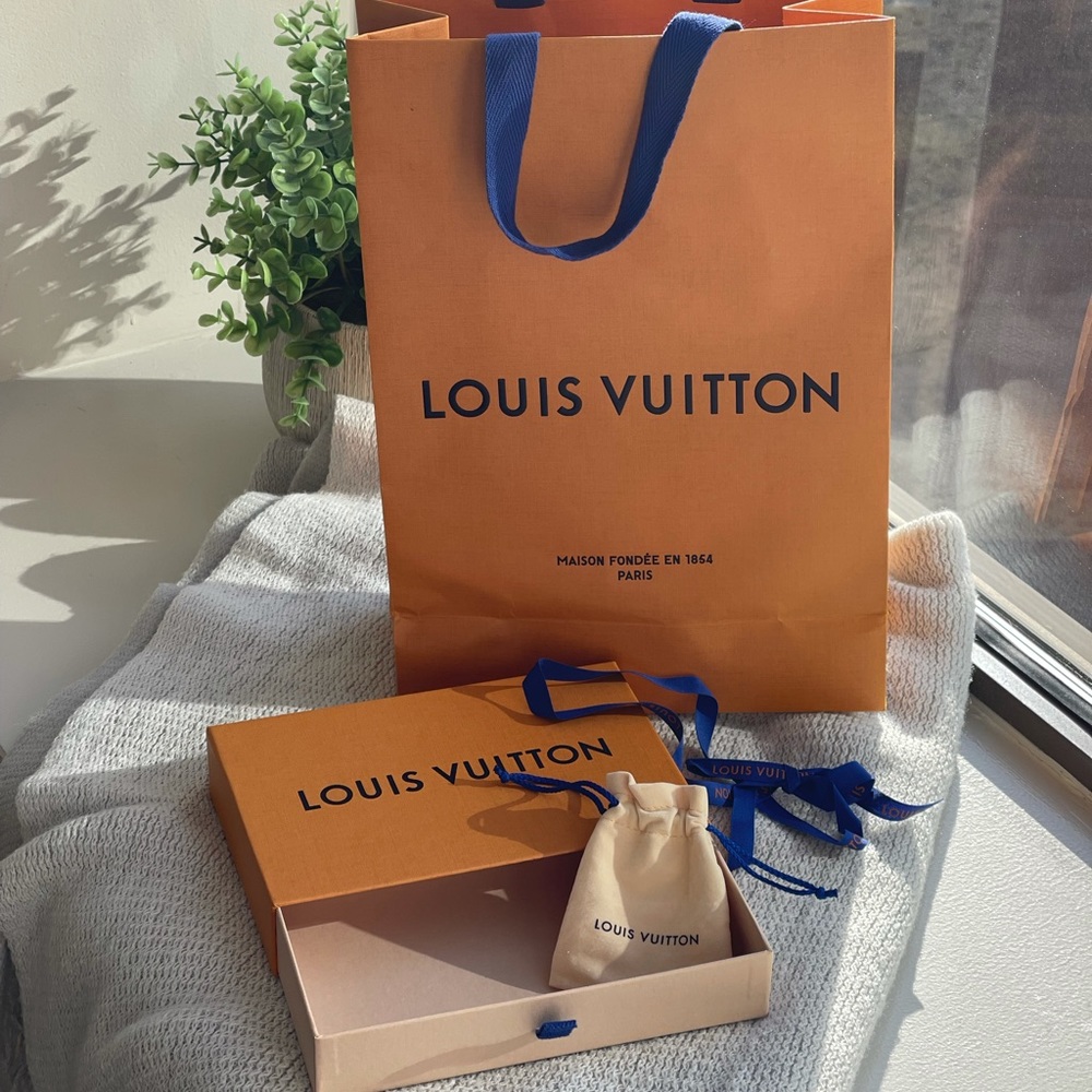 Louis Vuitton Bag, Box, Jewelry Bag, and Ribbon